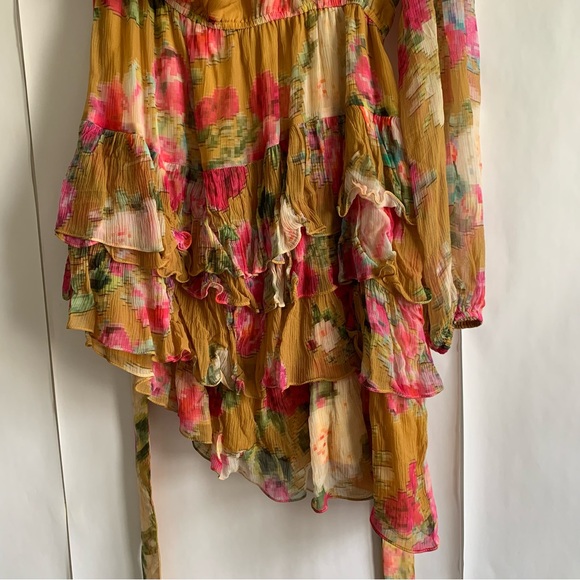 Rococo Sand Avar One Shoulder Floral Tiered Ruffle Mini Dress - Picture 8 of 15